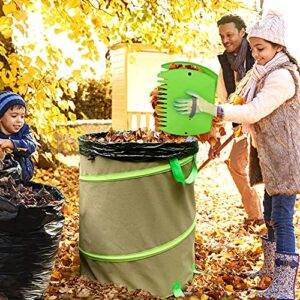 Colwelt 47 Gallon Leaf Bags Collapsible, Hardshell Bottom Heavy Duty Collapsible Garden Bag, Pop up Garden Waste Reusable Bag Include Leaf Scoop, Garden Gloves