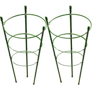 leobro 2 pack plant support tomato cage, rust resistant tomato cages for garden, small cucumber trellis plant support plant cages plant stake for tomato, climbing plant, flower, seedlings, 17.7″ h