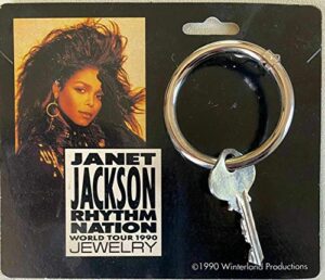 janet jackson 1989 rhythm nation rare key hoop earring vintage