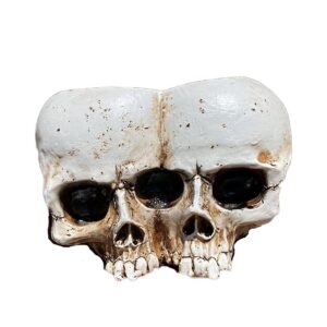 skull planter pots for indoor plants, skull plant pot head yard art outdoor and garden decor outside spring skull flower pot for home decorations birthday gag gifts halloween (double skull)