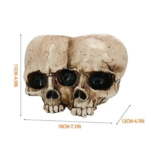 Skull Planter Pots for Indoor Plants, Skull Plant Pot Head Yard Art Outdoor and Garden Decor Outside Spring Skull Flower Pot for Home Decorations Birthday Gag Gifts Halloween (Double skull)