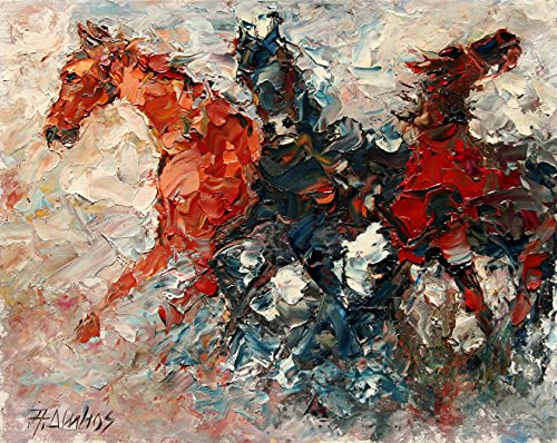 (SOLD) Triad - equine painting by internationally renown painter Andre Dluhos