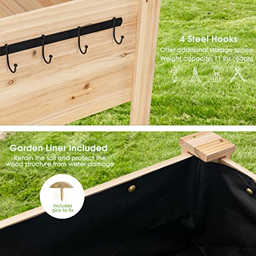 Giantex Raised Garden Bed with Legs, Wooden Planter, 48" x 24" x 32" Elevated Plant Box with Black Liner, Outdoor Raised Bed for Vegetables Herbs Flowers Fruit, Backyard, Patio, Balcony