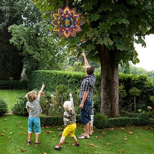 Fonmy Mandala Wind Spinner Lucky Star Worth Gift Indoor Outdoor Garden Decoration Crafts Ornaments 12 inch Multi Color Stainless Steel Wind Spinners