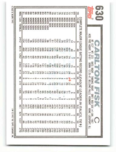 1992 Topps #630 Carlton Fisk