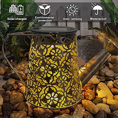 Solar Garden Watering Can Lights,Solar Waterfall Lights with Cascading Lights Waterproof Charging Board,Garden Decor for Outside,Outdoor Solar Light String Fairy LED Hanging Lantern for Yard Decor SY