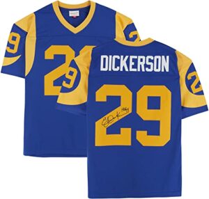 eric dickerson los angeles rams autographed 1984 throwback mitchell & ness blue replica jersey with “hof 99” inscription – autographed nfl jerseys