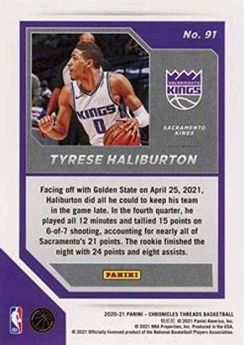 Basketball NBA 2020-21 Panini Chronicles #91 Tyrese Haliburton RC NM Near Mint Sac Kings