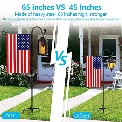 65 Inch Garden Flag Pole with Flag with Anti-Wind Clip for Flag Heavy Duty Garden Flag Stand for Plant Stand and Light Tall Garden Flag Poles for Outside inground,2 Stoppers and 1 Clip (1 PC, 65 INCH)