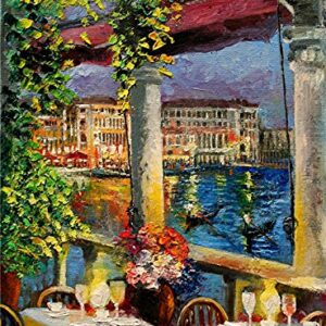 (SOLD) A Venetian View - Venice Italy at night by internationally renown painter Yary Dluhos.