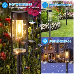 URPOWER Solar Pathway Lights, 6 Pack Solar Outdoor Lights IP65 Waterproof Decorative Solar Garden Lights, Auto On/Off Solar Powered Landscape Path Lighting for Driveway Walkway Yard Lawn Patio Decor