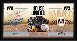 los angels dodgers vs. san francisco giants framed 10″ x 20″ house divided baseball collage – mlb team plaques and collages