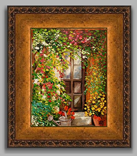 (SOLD) Red Tulips - old garden by internationally renown painter Yary Dluhos.