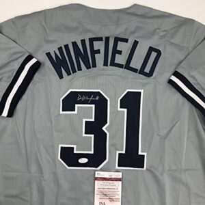 autographed/signed dave winfield new york grey baseball jersey jsa coa