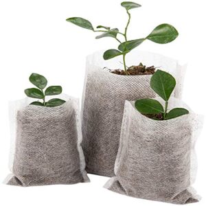 cosweet 500 pcs biodegradable seedling plant grow bags, non-woven plant nursery bags with assorted sizes for soil transplant pouches home garden agricultural production supply
