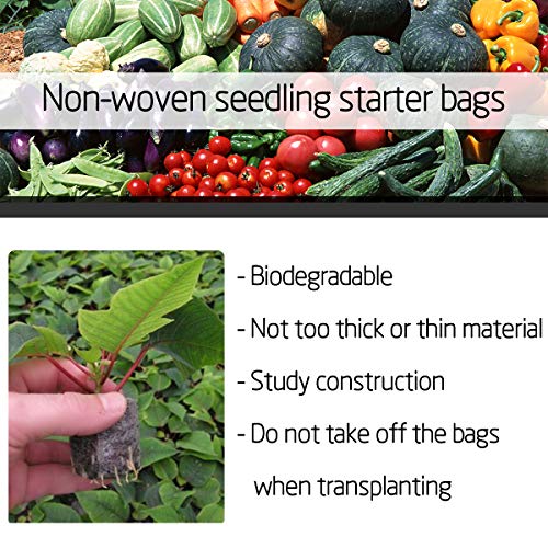 Cosweet 500 Pcs Biodegradable Seedling Plant Grow Bags, Non-Woven Plant Nursery Bags with Assorted Sizes for Soil Transplant Pouches Home Garden Agricultural Production Supply