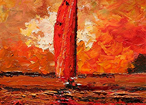 SOLD Crimson Sundown, Seascape Sunset Painting By Internationally Renown Painter Andre Dluhos