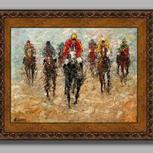 (SOLD) Run for the Finish - Thoroughbred horse race by internationally renown painter Andre Dluhos