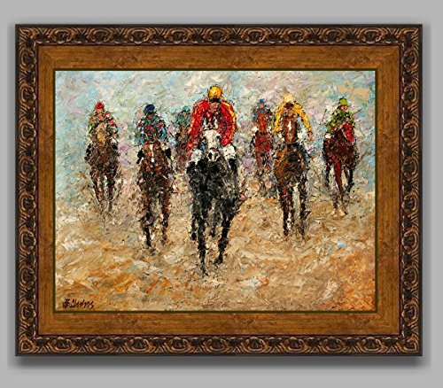 (SOLD) Run for the Finish - Thoroughbred horse race by internationally renown painter Andre Dluhos