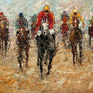 (SOLD) Run for the Finish - Thoroughbred horse race by internationally renown painter Andre Dluhos