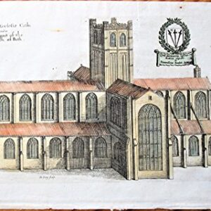 Antique Copperplate Engraving: 'Bathoniensis Ecclesiae Cath. facies australis. The Souty Prospect of the Church of Bath.'