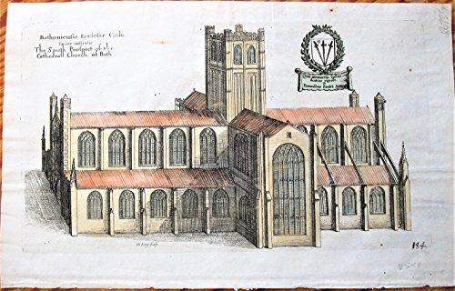 Antique Copperplate Engraving: 'Bathoniensis Ecclesiae Cath. facies australis. The Souty Prospect of the Church of Bath.'