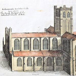 Antique Copperplate Engraving: 'Bathoniensis Ecclesiae Cath. facies australis. The Souty Prospect of the Church of Bath.'
