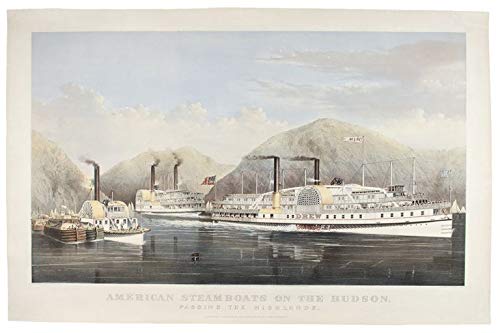 American Steamboats on the Hudson, passing the Highlands