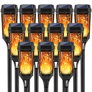 kyekio outside solar lights, 12pack solar flame torch lights outdoor for garden decor, garden lights solar powered waterproof, led flame torches for outside decorations outdoor lighting luces solares