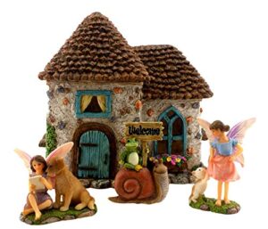 pretmanns fairy garden house kit – fairy garden accessories outdoor – fairy house & fairies for fairy garden – fairy houses for gardens outdoor – fairy house is 6” high 4 piece kit for adults