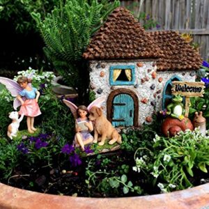 PRETMANNS Fairy Garden House Kit - Fairy Garden Accessories Outdoor - Fairy House & Fairies for Fairy Garden – Fairy Houses for Gardens Outdoor - Fairy House is 6” High 4 Piece Kit for Adults