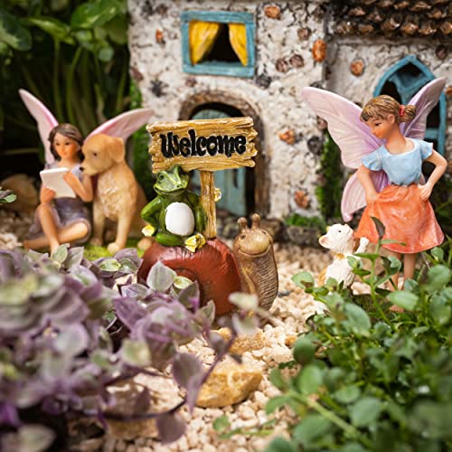 PRETMANNS Fairy Garden House Kit - Fairy Garden Accessories Outdoor - Fairy House & Fairies for Fairy Garden – Fairy Houses for Gardens Outdoor - Fairy House is 6” High 4 Piece Kit for Adults