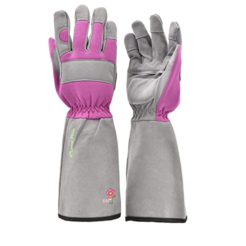 G & F Products 2430M Florist Pro Long Sleeve Rose gardening Gloves, Thorn Resistant Garden Gloves, Rose Pruning Gloves - Women fits all , Pink