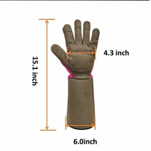 G & F Products 2430M Florist Pro Long Sleeve Rose gardening Gloves, Thorn Resistant Garden Gloves, Rose Pruning Gloves - Women fits all , Pink