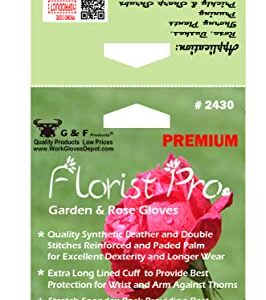 G & F Products 2430M Florist Pro Long Sleeve Rose gardening Gloves, Thorn Resistant Garden Gloves, Rose Pruning Gloves - Women fits all , Pink