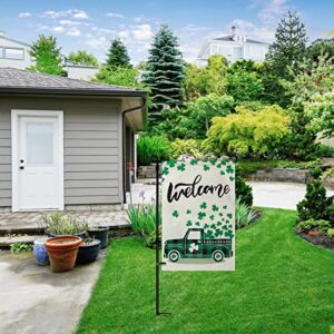 St Patricks Day Garden Flag, St Patricks Day Flag Double Sided Lucky Clover Garden Flag Shamrock St Patricks Day Yard Flag, Holiday Yard Outdoor Flag 12×18 Inch