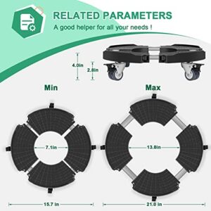 sanyi Plant Caddy with Wheels Heavy Duty, 15-21" Adjustable Plant Stand with Wheels, Large Plant Dolly Cart for Vertical Garden Tower, Vertical Planters, Patio Umbrella Base, Plant Pots, Trash Can