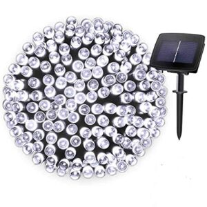 hopolon solar fairy/starry string lights outdoor waterproof 72ft 200led for patio, lawn,garden, home, wedding, holiday, christmas party, xmas tree decoration,waterproof/timer/usb charge (cool white)