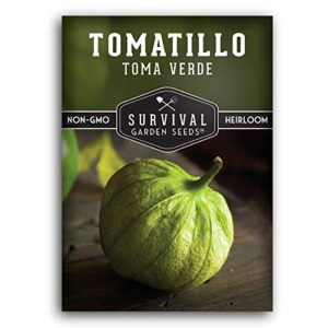 Survival Garden Seeds - Toma Verde Tomatillo Seed for Planting - Packet with Instructions to Plant and Grow Green Salsa Vegetables in Your Home Vegetable Garden - Non-GMO Heirloom Variety