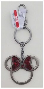 disney parks keychain – minnie mouse icon with glitter bow