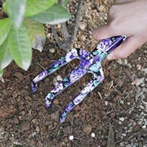 FLORA GUARD 3 Piece Aluminum Garden Tool Set - Trowel, Cultivator, Pruning Shear, Gift Set for Gardening Needs (Purple&Blue)