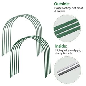 10pcs Garden Greenhouse Hoops, 19.7"x19.7" Grow Tunnel for Raised Bed, Bendable Rust Free Metal Gardening Hoop Houses Frame for Plant Cover Support Garden Fabric Low Growing Plant