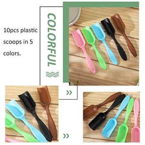 Qioly 10 PCS Plastic Mini Gardening Shovel Spoons Soil Scoops, Cultivation Digging Transplanting Tools for Succulents Potted Flowers, Bath Salt Spoons/ Washing Powder Scoops/ Loose Tea-Leaf Scoops