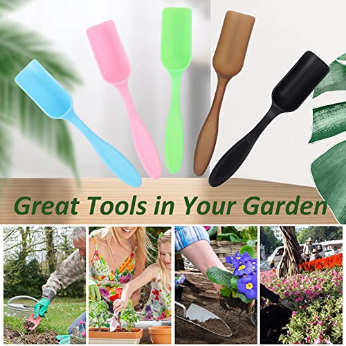 Qioly 10 PCS Plastic Mini Gardening Shovel Spoons Soil Scoops, Cultivation Digging Transplanting Tools for Succulents Potted Flowers, Bath Salt Spoons/ Washing Powder Scoops/ Loose Tea-Leaf Scoops