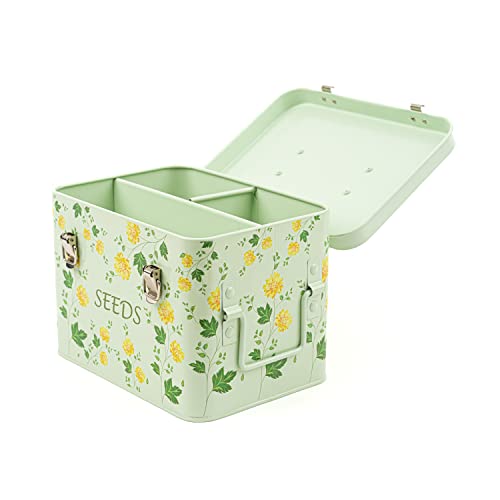 GLOCHYRA Seed Storage Box Garden Seed Packet Storage Organizer Seed Container Comes with 100 Plant Labels, 10 Seed envelopes, Marker Pen