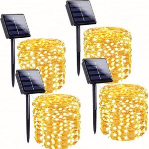 4-pack 160ft 400 led solar string lights outdoor, waterproof solar outdoor lights with 8 lighting modes, solar fairy lights for tree christmas wedding party decorations garden patio (warm white)