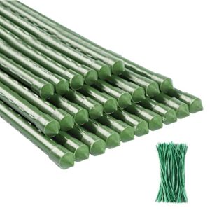 tingyuan garden stakes 25 pack tomato stakes plant sticks with 100 ties (48 inch)