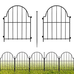 samamixx decorative garden fence, 10 pack no dig fencing 10.83ft(l) × 22in(h) animal barrier border for dog rabbit pet, metal garden edging fence panels with no-dig stakes for outdoor yard patio lawn