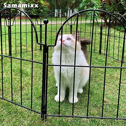 Samamixx Decorative Garden Fence, 10 Pack No Dig Fencing 10.83ft(L) × 22in(H) Animal Barrier Border for Dog Rabbit Pet, Metal Garden Edging Fence Panels with No-Dig Stakes for Outdoor Yard Patio Lawn