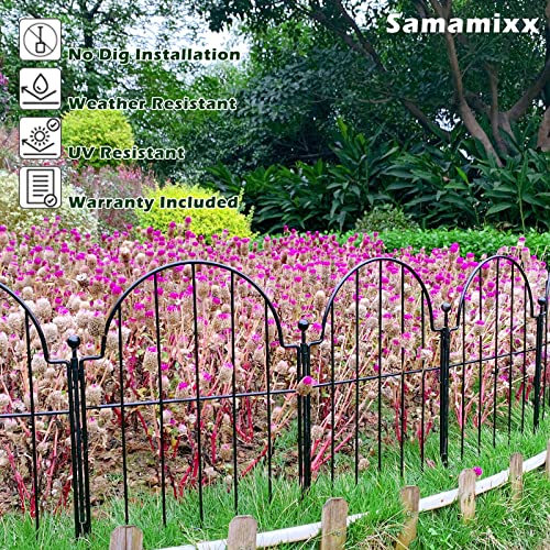 Samamixx Decorative Garden Fence, 10 Pack No Dig Fencing 10.83ft(L) × 22in(H) Animal Barrier Border for Dog Rabbit Pet, Metal Garden Edging Fence Panels with No-Dig Stakes for Outdoor Yard Patio Lawn